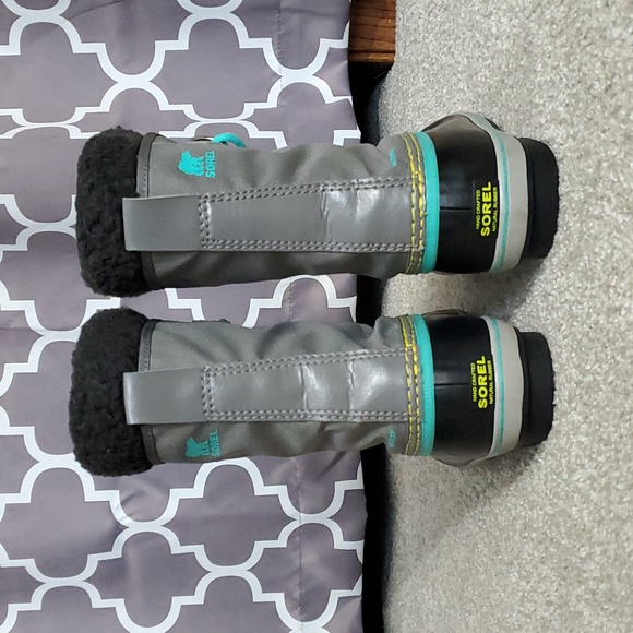 Sorel Youth Yoot Pac Boots Grey and Teal - Size 4 - Picture 4 of 5